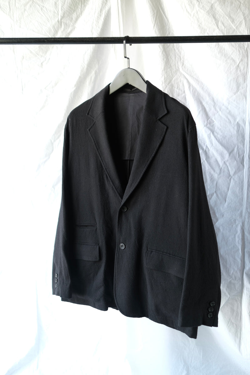 Washed Wool Silk Twill 2B JKT Black – acacia